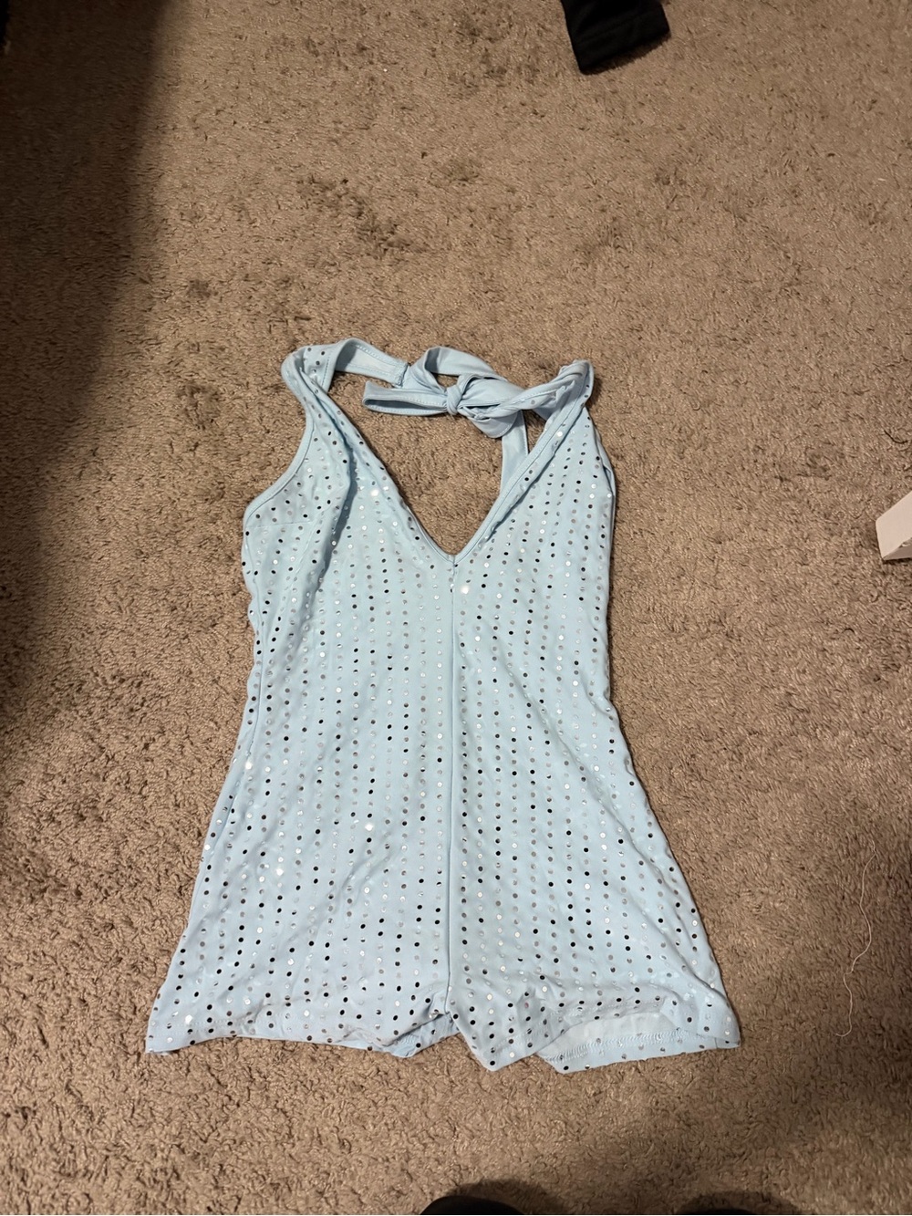 Target Light Blue Halter Rhinestone Romper - Picture 3 of 3